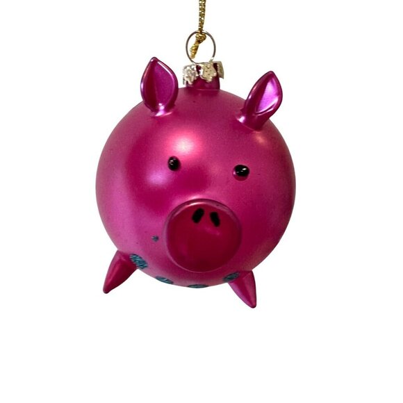 Pier 1 One Imports Pink Pig Ornament Blown Glass 3in Eclectic Curly Tail Balloon - Picture 3 of 9